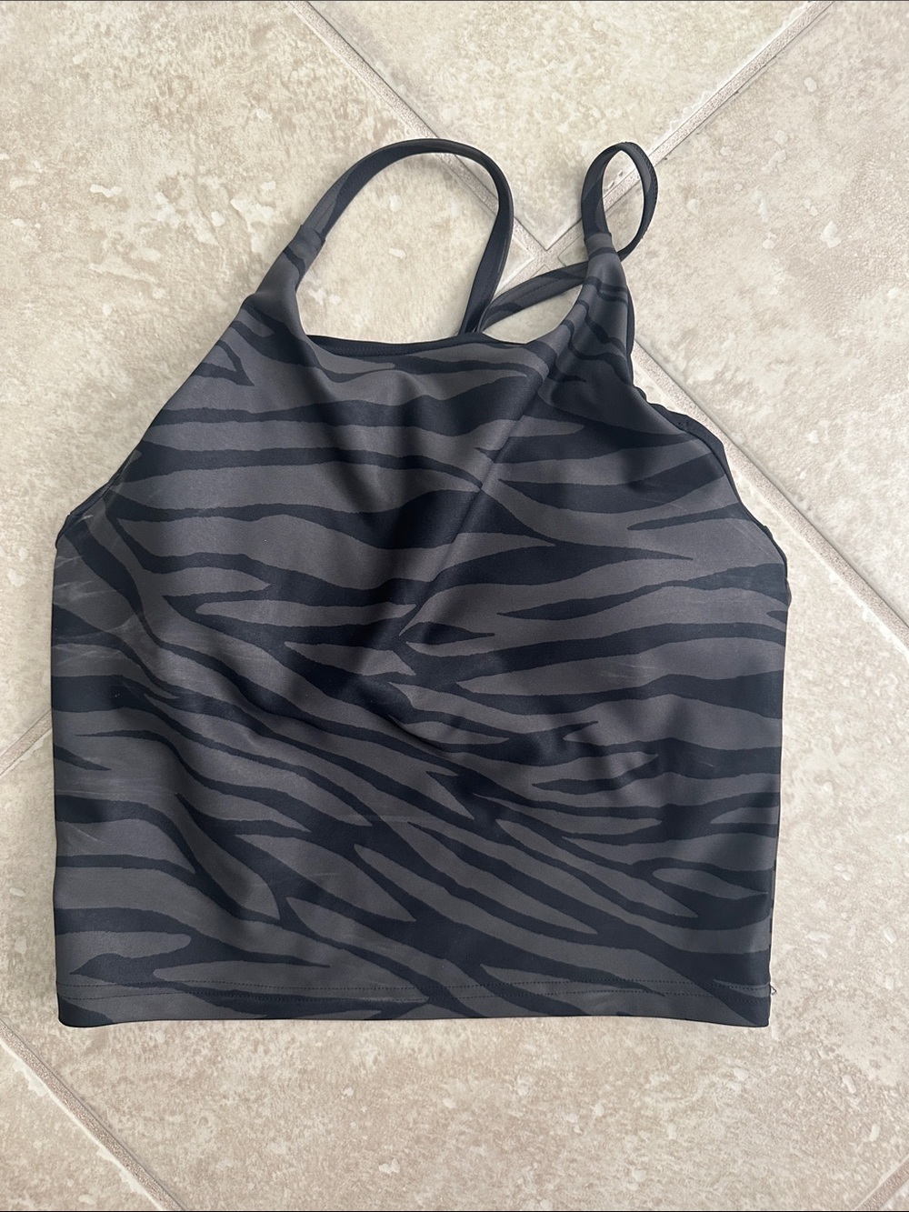 Black Zebra Print Cropped Tank Top/ sports bra